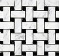 White Carrara Marble Basketweave Mosaic Tile 1x2, Honed