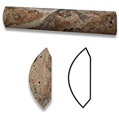 Scabos Travertine Pencil Tile Trim 1/2x12, Honed