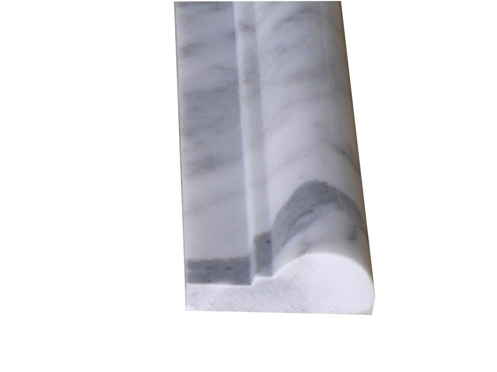White Carrara Marble Chair Rail Trim 2x12, Polished