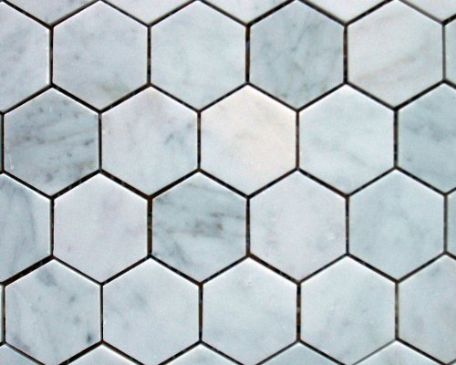 White Carrara Marble Hexagon Mosaic Tile 2 in, Honed