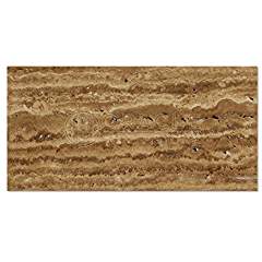 Noce Travertine Tile 6x12, Brushed & Unfilled & Vein-Cut