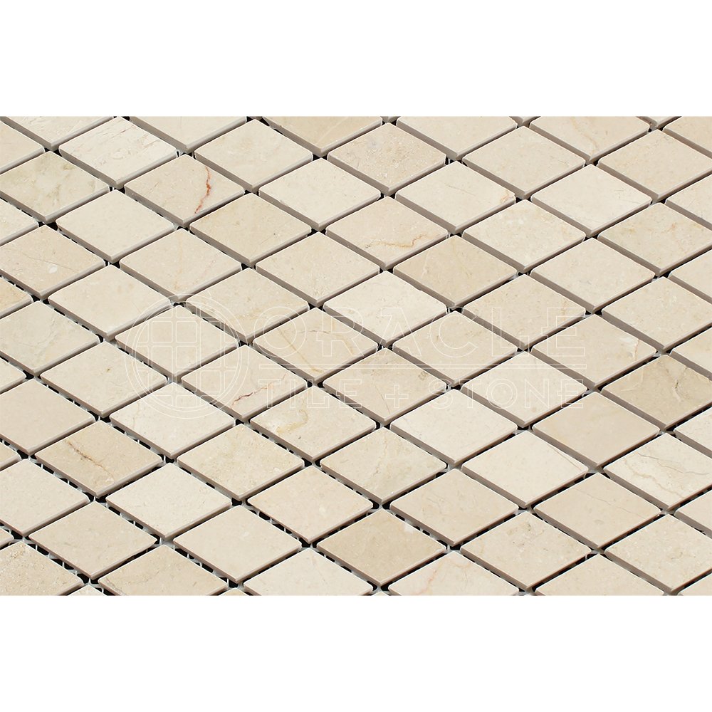 Crema Marfil Marble Diamond Mosaic Tile, Polished