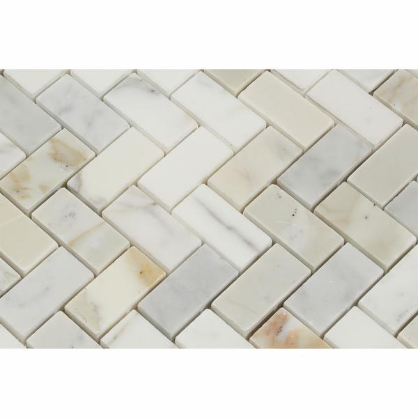Tilefornia Calacatta Gold Herringbone 1"X2" Mosaic Polished/Honed - Tilefornia