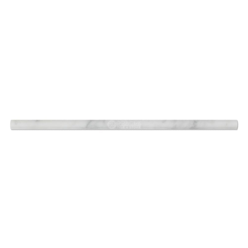 Carrara White Italian (Bianco Carrara) Marble 1/2 X 12 Pencil Liner Trim Molding (5, Polished) - Tilefornia
