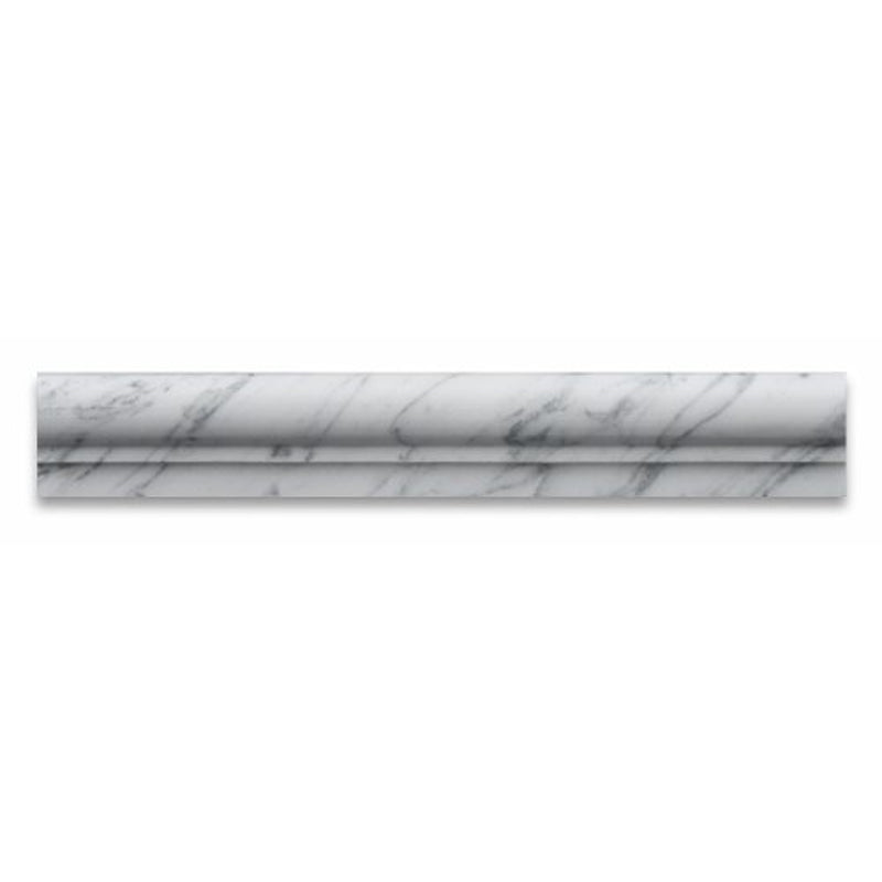 Bianco Carrara White Marble Polished 2 X 12 OG-1 Chair Rail Molding - Box of 5 pcs. - Tilefornia