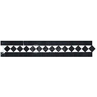 White Thassos Marble Bias Border / Listello with Black Dots, Polished
