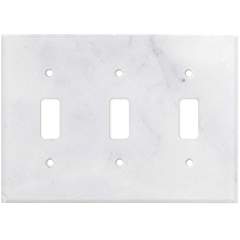 Italian Carrara White Marble Switch Plate Cover, Honed (3 TOGGLE) - Tilefornia