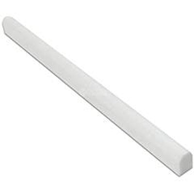 White Thassos Marble Pencil Tile Trim 1/2x12, Honed