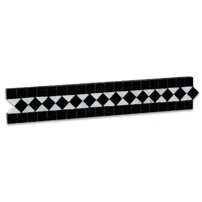Carrara White and Black Marble Polished BIAS Border - Box of 5 pcs. - Tilefornia