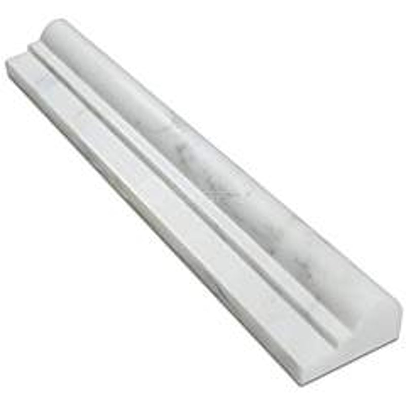 Oriental White (Eastern White) Marble OG-1 Single-Step Chair Rail Molding Trim, Polished - Tilefornia