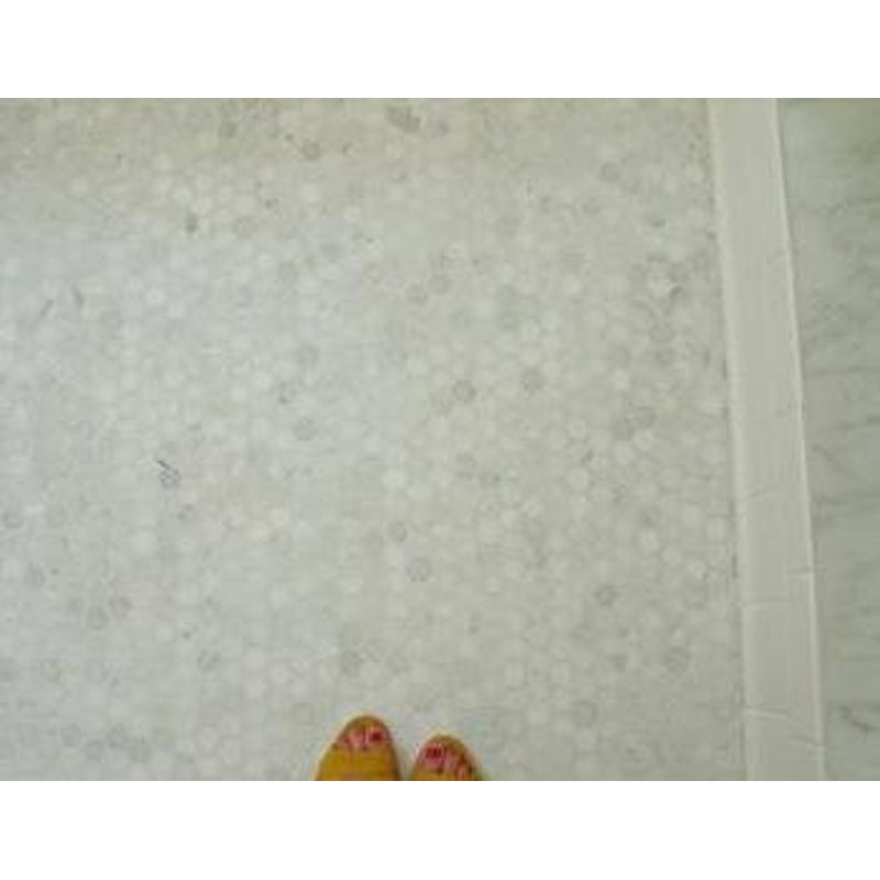White Marble 1" Hexagon HONED Mosaic Tile Meshed on 12x12 sheet - Tilefornia