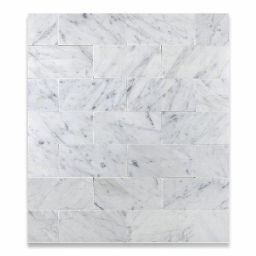 Tilefornia Italian Carrara White Marble 3" X 6" Straight Edged Field Subway Tile Polished/Honed - Tilefornia
