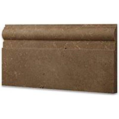 Brown Noce Travertine Baseboard Trim 6x12, Honed & Unfilled