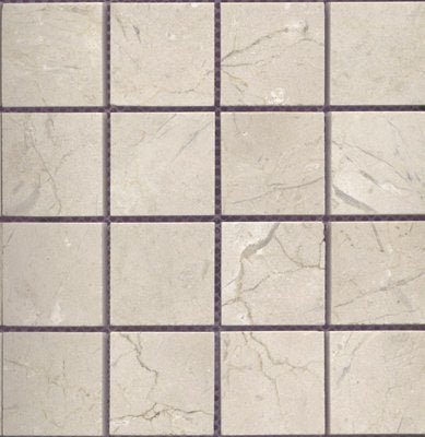 Crema Marfil 2"X2" Square Mosaic Polished Tile - 1 Sheet - Tilefornia