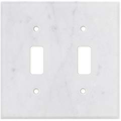 Italian Carrara White Marble Switch Plate Cover, Honed (2 TOGGLE) - Tilefornia