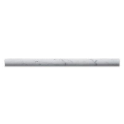 White Carrara Marble Pencil Tile Trim 3/4x12, Honed