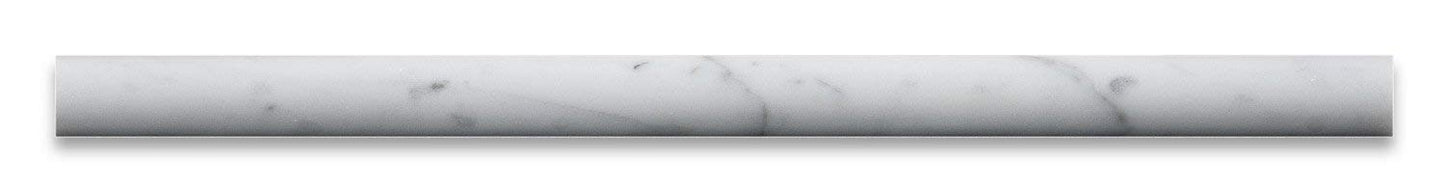 Carrrara White 3/4" X 12" Marble Polished Bullnose Pencil Liner Trim - Tilefornia