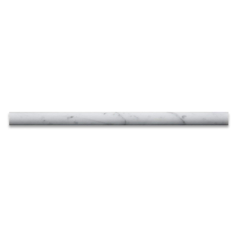 Carrrara White 3/4" X 12" Marble Polished Bullnose Pencil Liner Trim - Tilefornia