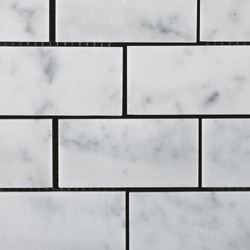Carrara (Carrera) Bianco Polished 2x4 Subway Mosaic Tile - Tilefornia