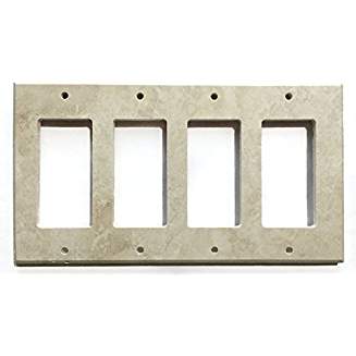 Turkish Ivory Travertine Real Stone Switch Plate Cover, Honed-4 ROCKER - Tilefornia