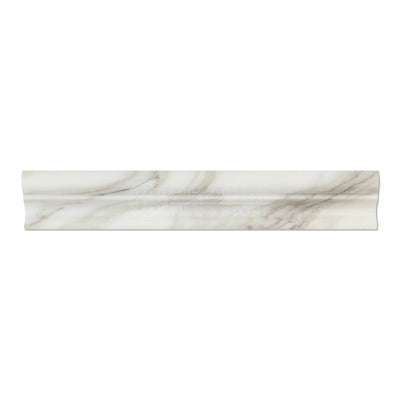 White Calacatta Gold Marble Mercer Crown Molding Trim, Polished