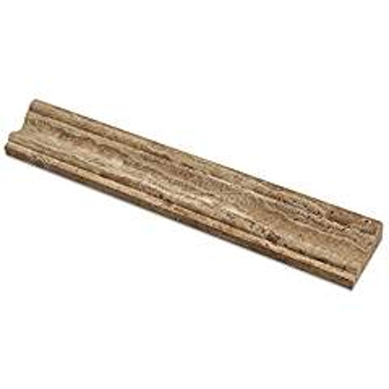 Noce Vein-Cut Travertine Milano Molding Trim, Honed (LOT of 5 PCS.) - Tilefornia