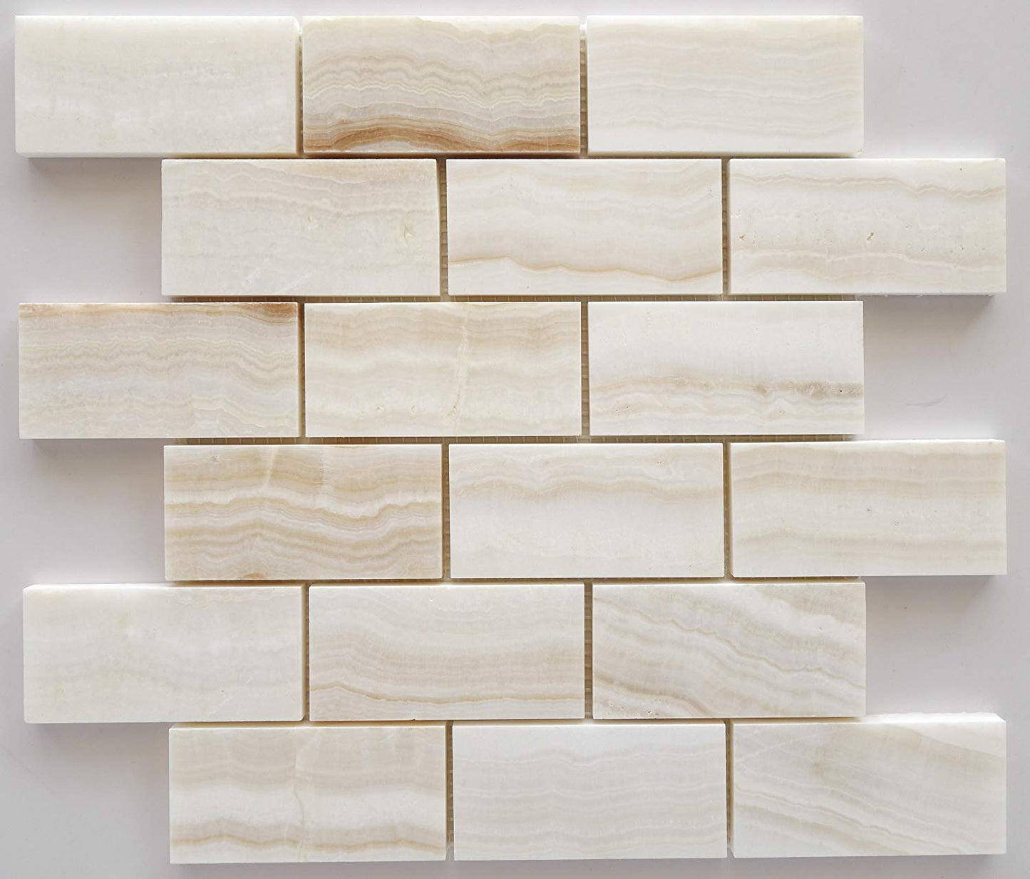 White Onyx Subway Polished Tiles on 12x12 sheet 4x4 Sample of 2x4 - Tilefornia