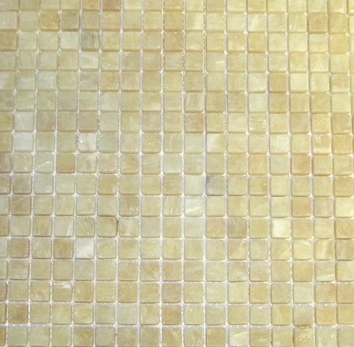 Premium Quality Honey Onyx Tumbled 5/8 x 5/8 Mosaics Meshed on 12" X 12" Sheet for Backsplash, Shower Walls, Bathroom Floors - Tilefornia