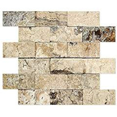 Beige Philadelphia Travertine Mosaic Tile 2x4, Split Face