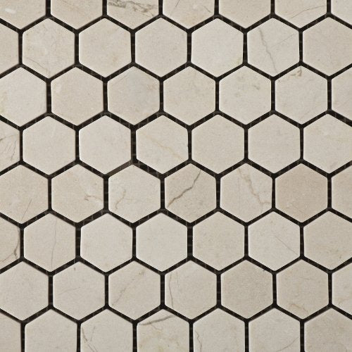 Crema Marfil Marble Tumbled 1" Mini Hexagon Mosaic Tile - Box of 5 sq. ft. - Tilefornia