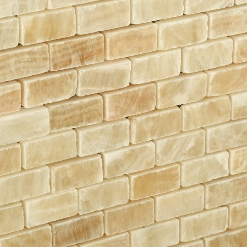 Honey Onyx Mini Brick Mosaic Tile, Polished - Box of 5 sq. ft. - Tilefornia