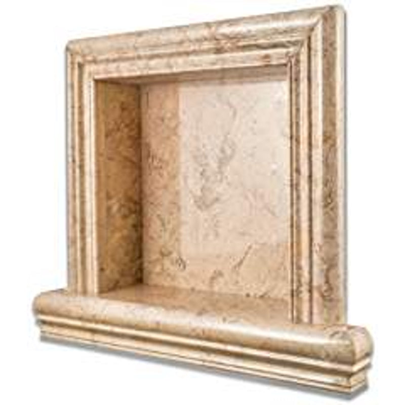 Sahara Gold Marble Polished Hand-Made Custom Shampoo Niche - SMALL - Tilefornia