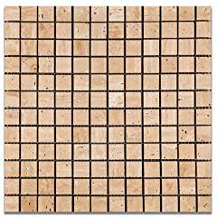 Mut Mocha Travertine 1 X 1 Polished Mosaic Tile - Lot of 50 Sheets - Tilefornia