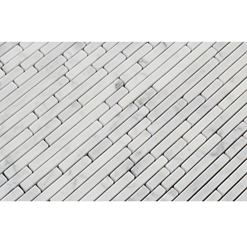 Carrara White Italian (Bianco Carrara) Marble Single Color Bamboo Sticks, Polished - Tilefornia