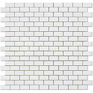 Thassos White Greek Marble Mini Brick Mosaic Tile,Honed - Tilefornia