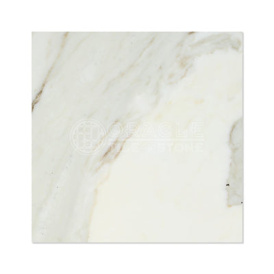 White Calacatta Gold Marble Tile 18x18, Honed