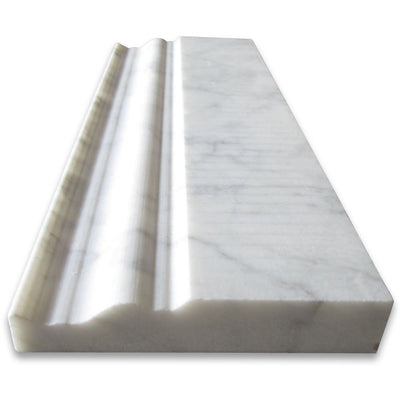 White Carrara Marble Crown Molding Trim 4x12, Honed