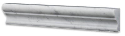 White Carrara Marble Mercer Crown Molding Trim 2x12, Polished