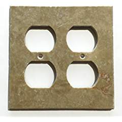 Light Walnut Travertine Switch Plate Cover (2 DUPLEX) - Tilefornia