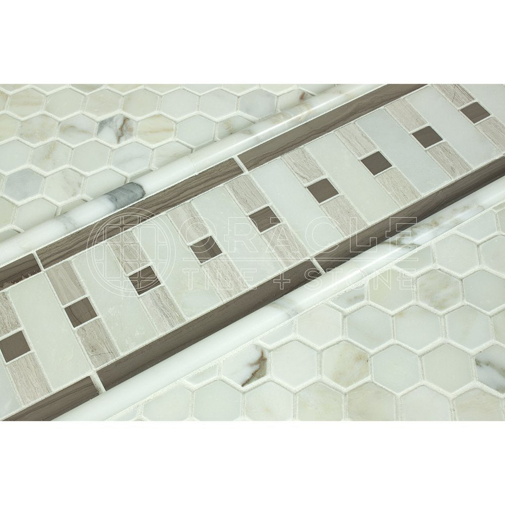 Calacatta Gold (Italian Calcutta) Marble 1 inch Hexagon Mosaic Tile, Honed - Tilefornia