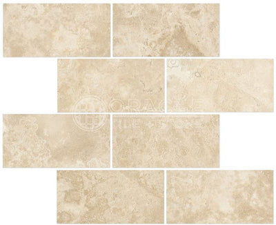 Beige Durango Travertine Subway Tile 3x6, Honed & Filled