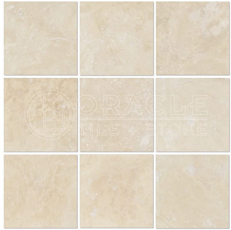 Ivory (Light) Travertine 12"X12" Subway Field Tile, Filled & Honed - Tilefornia