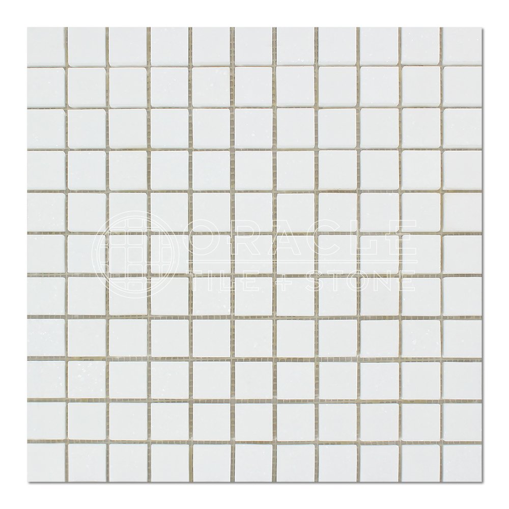 Thassos White Greek Marble 1 X 1 Mosaic Tile, Polished - Tilefornia