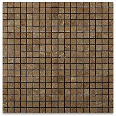 Brown Noce Travertine Mosaic Tile 5/8x5/8, Tumbled