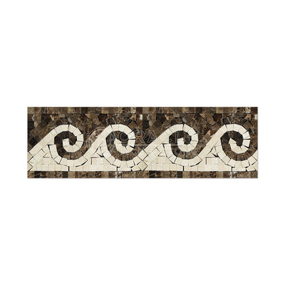 Dark Emperador Marble Border (Listello) with Crema, Polished
