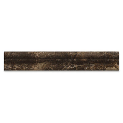 Dark Emperador Marble Mercer Crown Molding Trim 2x12, Polished