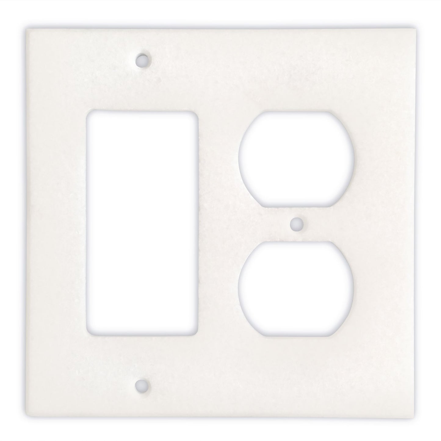 Greek Thassos White Marble Switch Plate Cover, Polished-ROCKER DUPLEX - Tilefornia