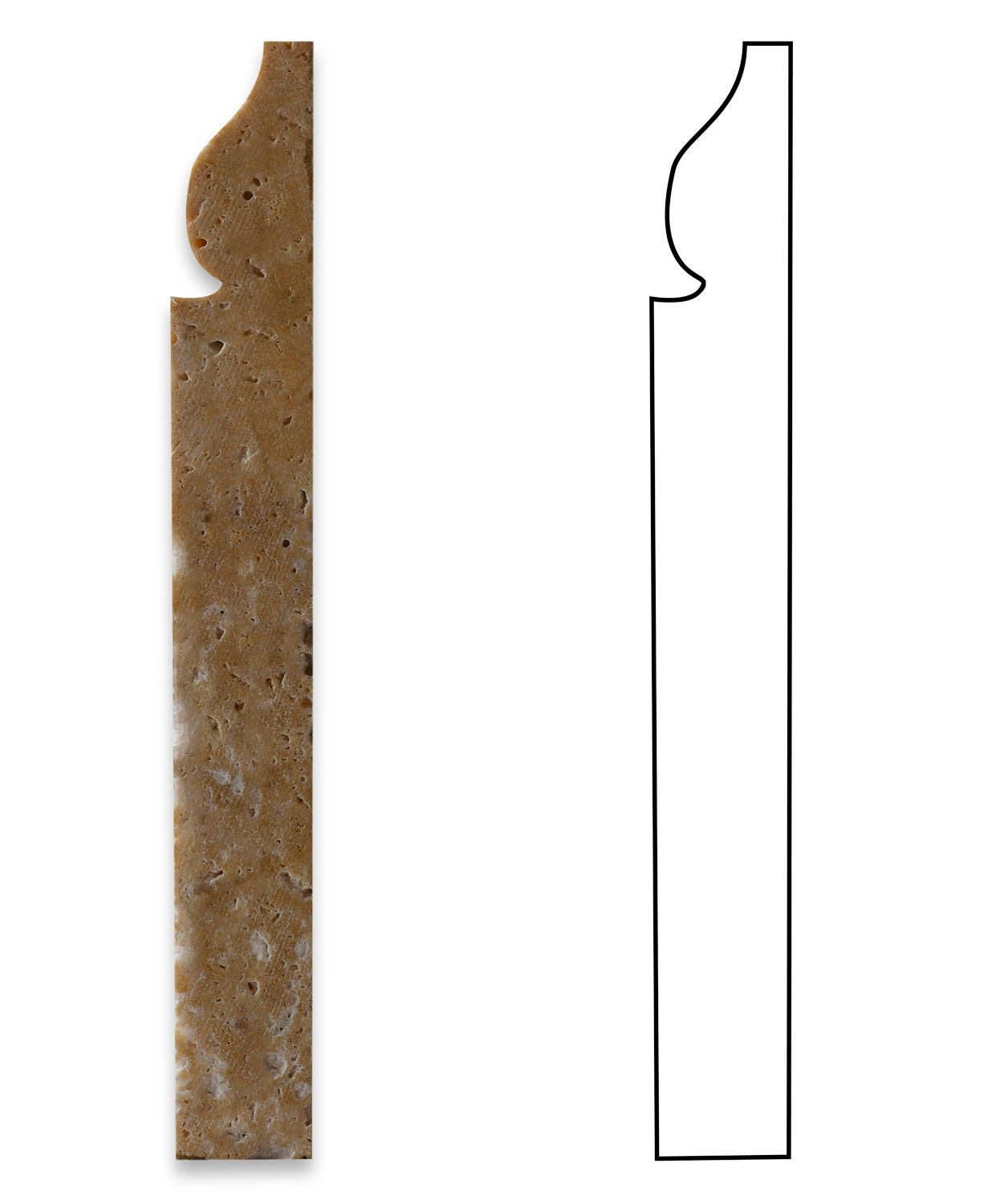 Gold (Yellow) Travertine 6 X 12 Malibu Baseboard Trim Molding, Honed - Box of 5 Pcs. - Tilefornia