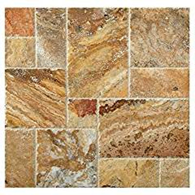 Scabos Travertine Roman Pattern Tile, Brushed & Chiseled & Unfilled