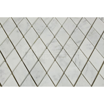 White Carrara Marble Diamond Mosaic Tile, Polished